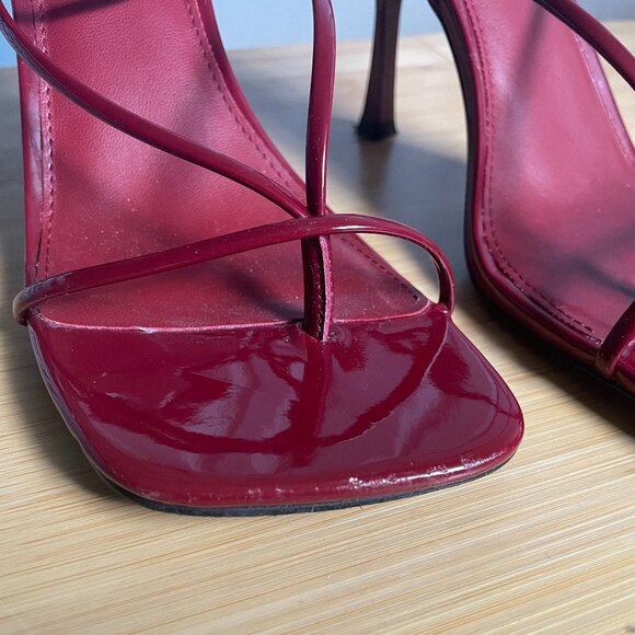 Steve Madden Annie Wine Patent Strappy Heels Size 8 - Picture 7 of 8